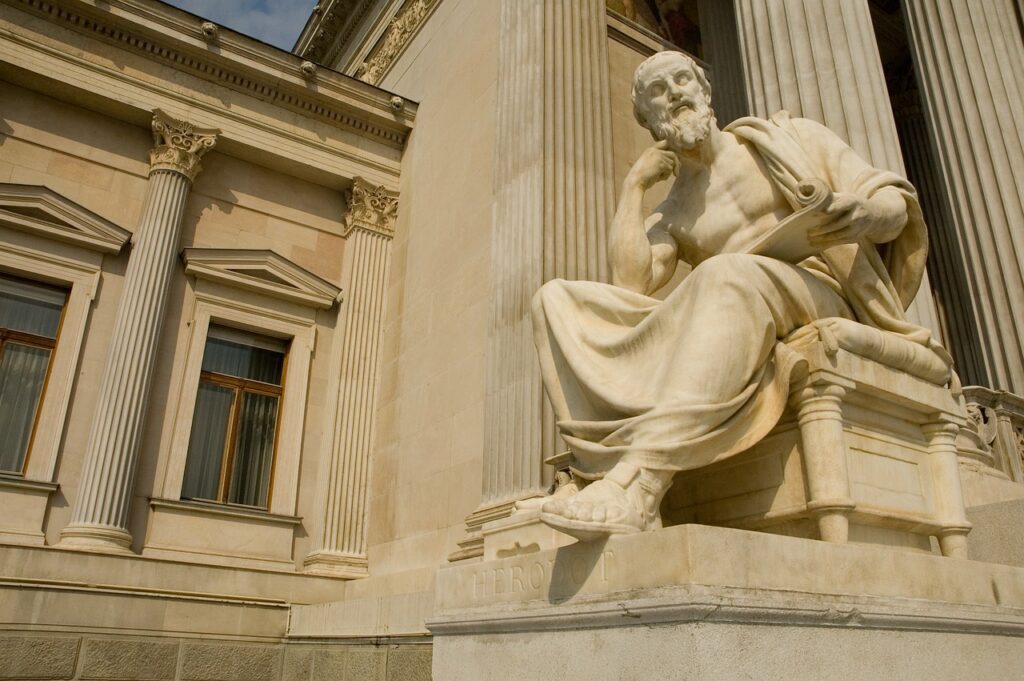 filosofia grega clássica, estátua de herodot escultura